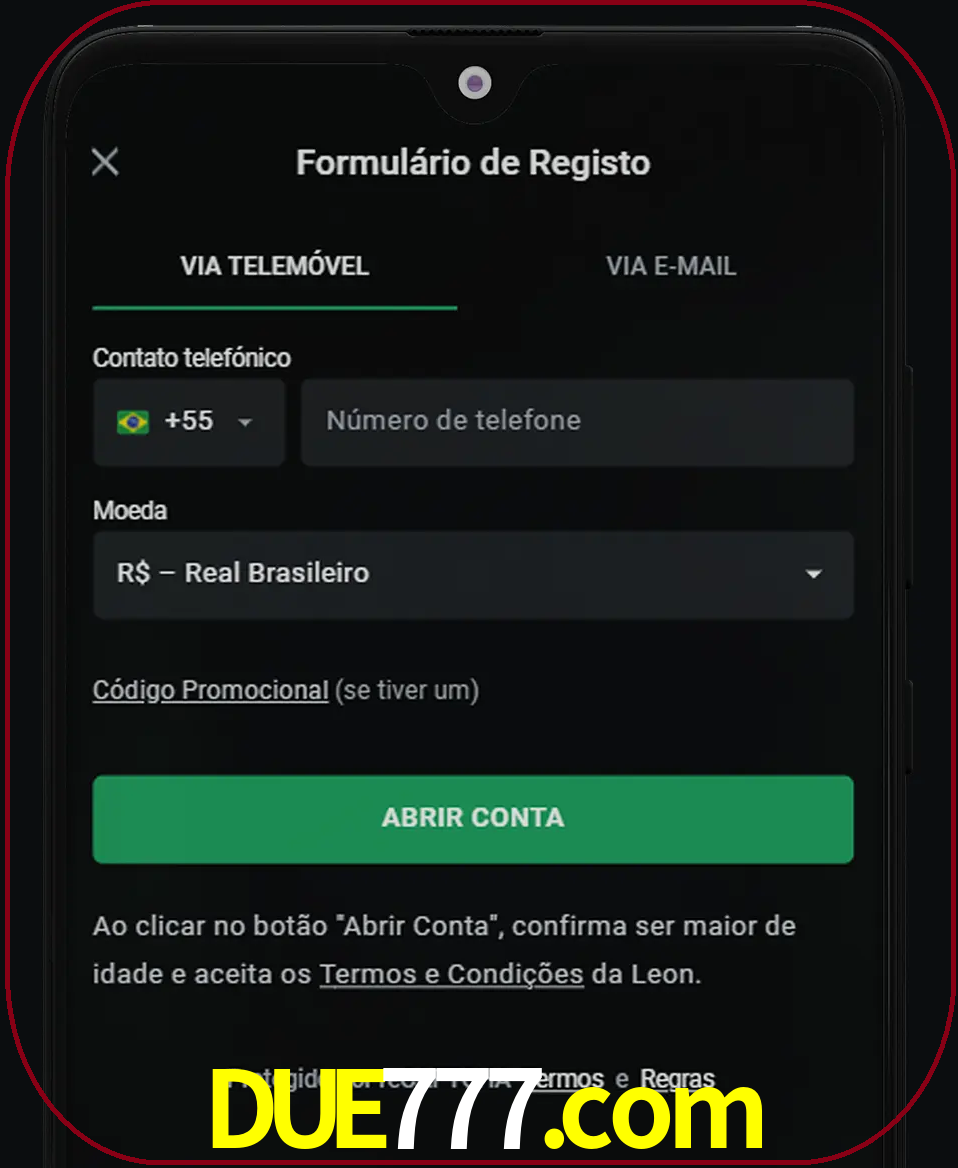 Abra o aplicativo e inicie o processo de registro.