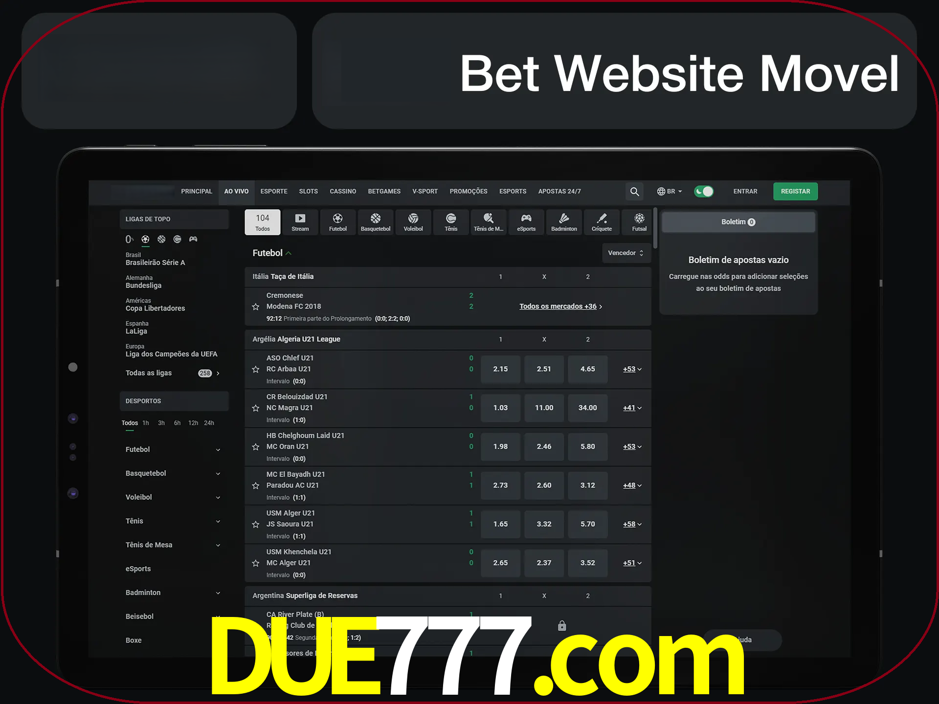 Use nosso website em qualquer dispositivo.