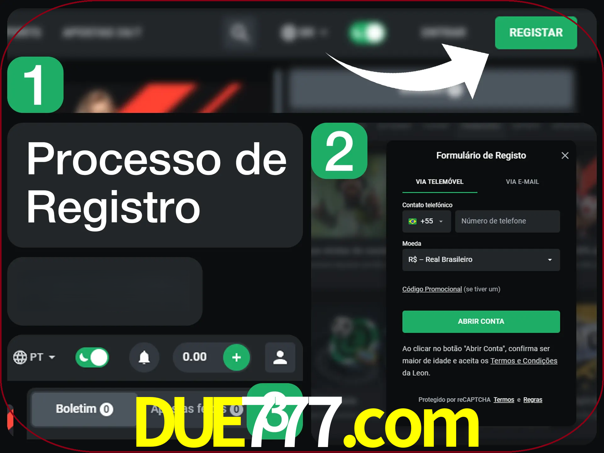 O processo de registro na LeonBet é simples.